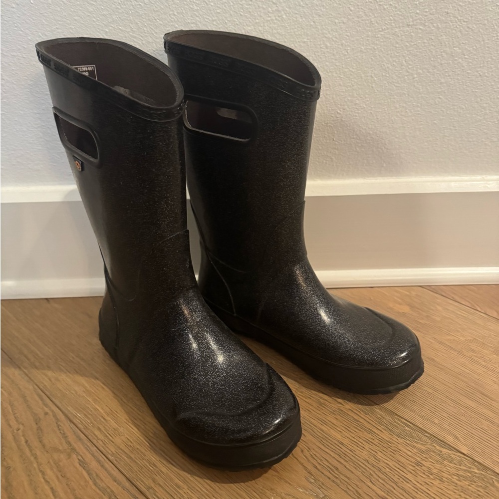 Bogs Shiny Black Kids Rain Boots